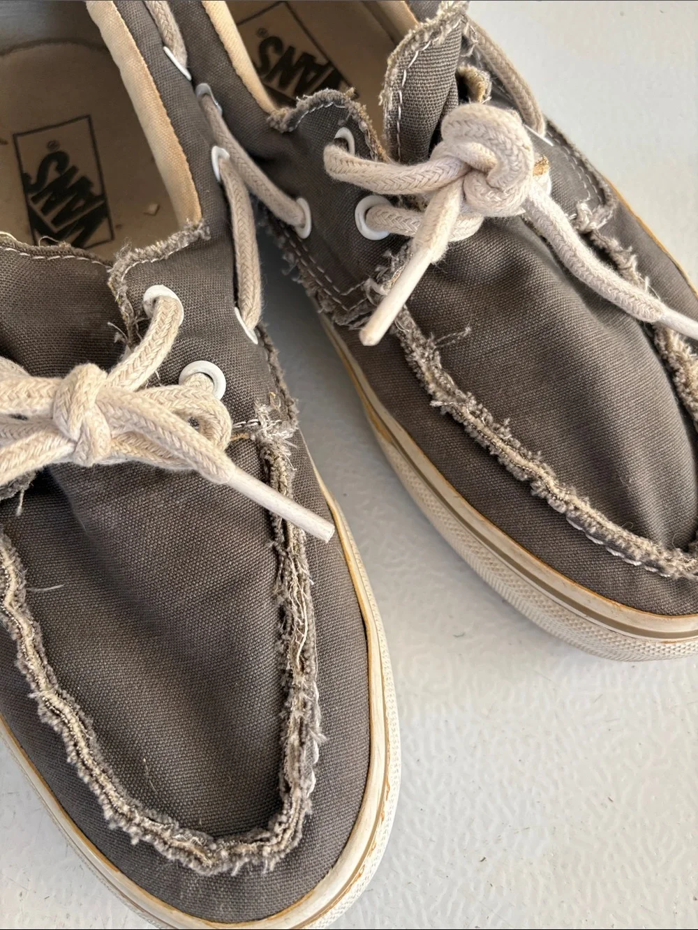 Men's Casual Canvas Boat Shoes - Gray with White Laces